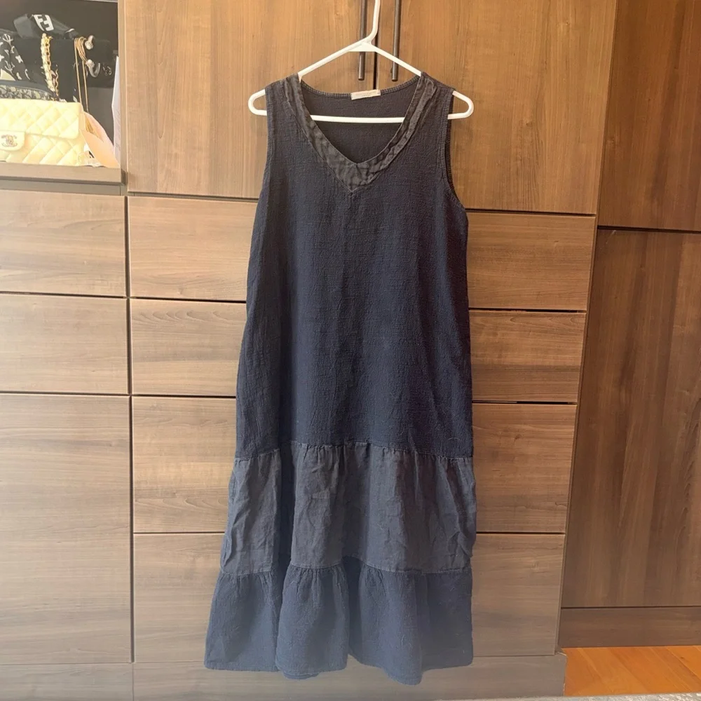 Linen + Cotton sundress/ Midi Dress - Picture 1 of 8